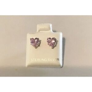 1.5Ct Heart Pink Sapphire Stud Earrings~.925 Sterling Silver